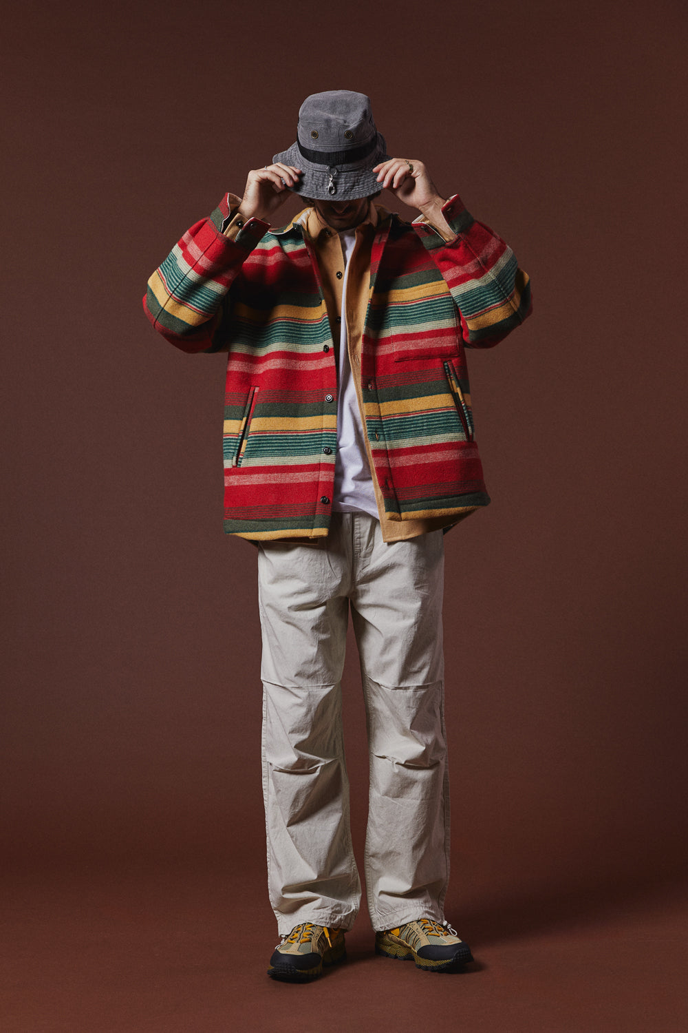 Veste boule laine - Rayure feux