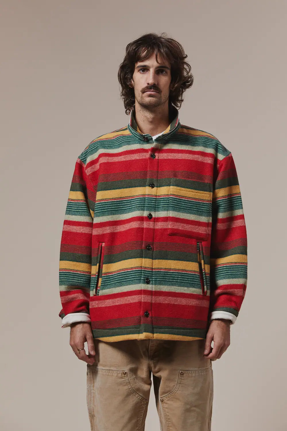 Veste boule laine - Rayure feux
