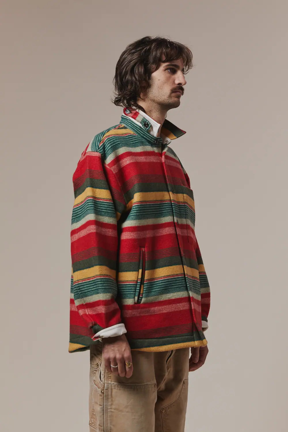 Veste boule laine - Rayure feux