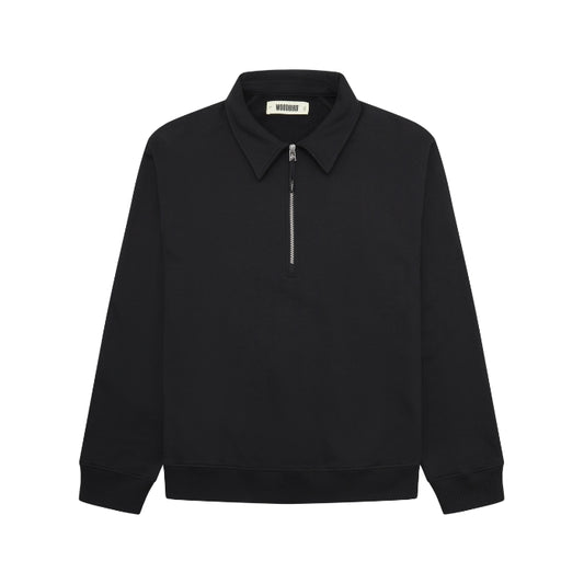 Tom Zip Polo Sweatshirt - Black