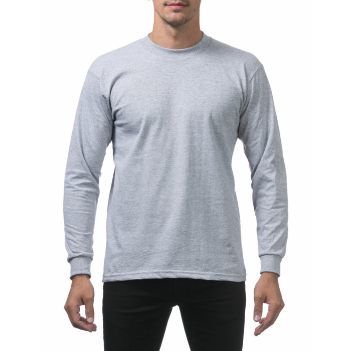 Pro Club T-Shirt L/S Heavyweight Cotton - Heather Gray