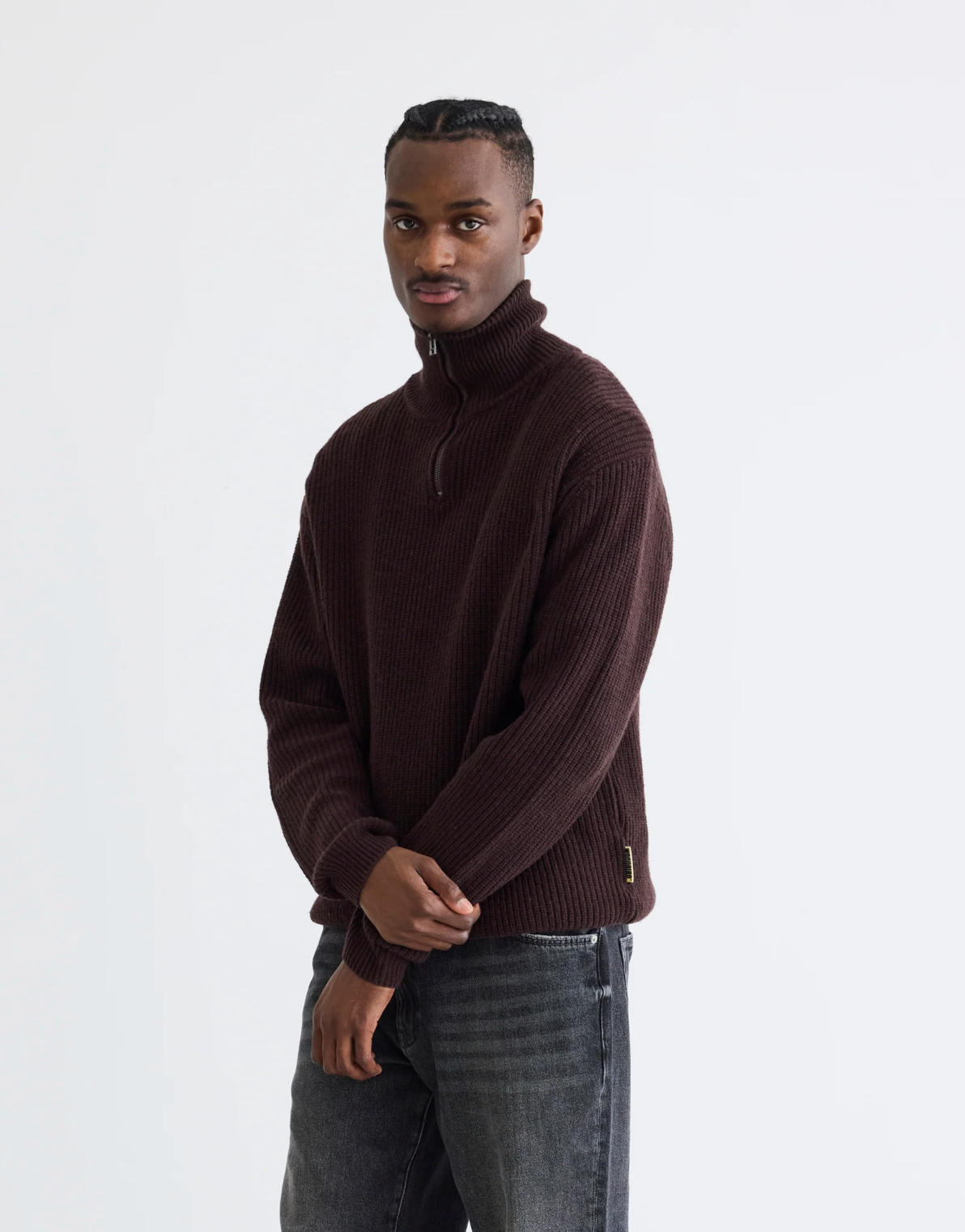 Lass Wool Half-Zip - Brown