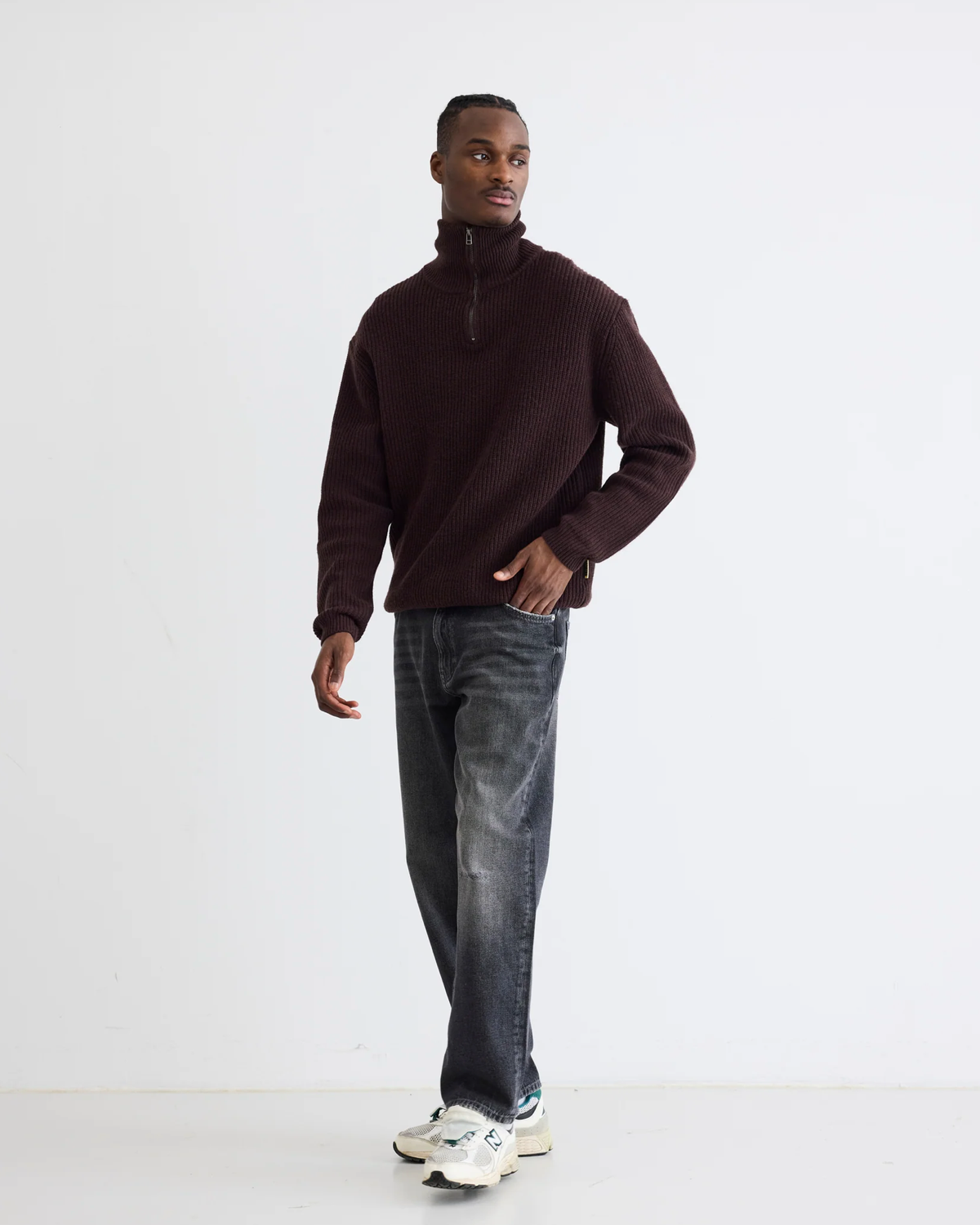 Lass Wool Half-Zip - Brown