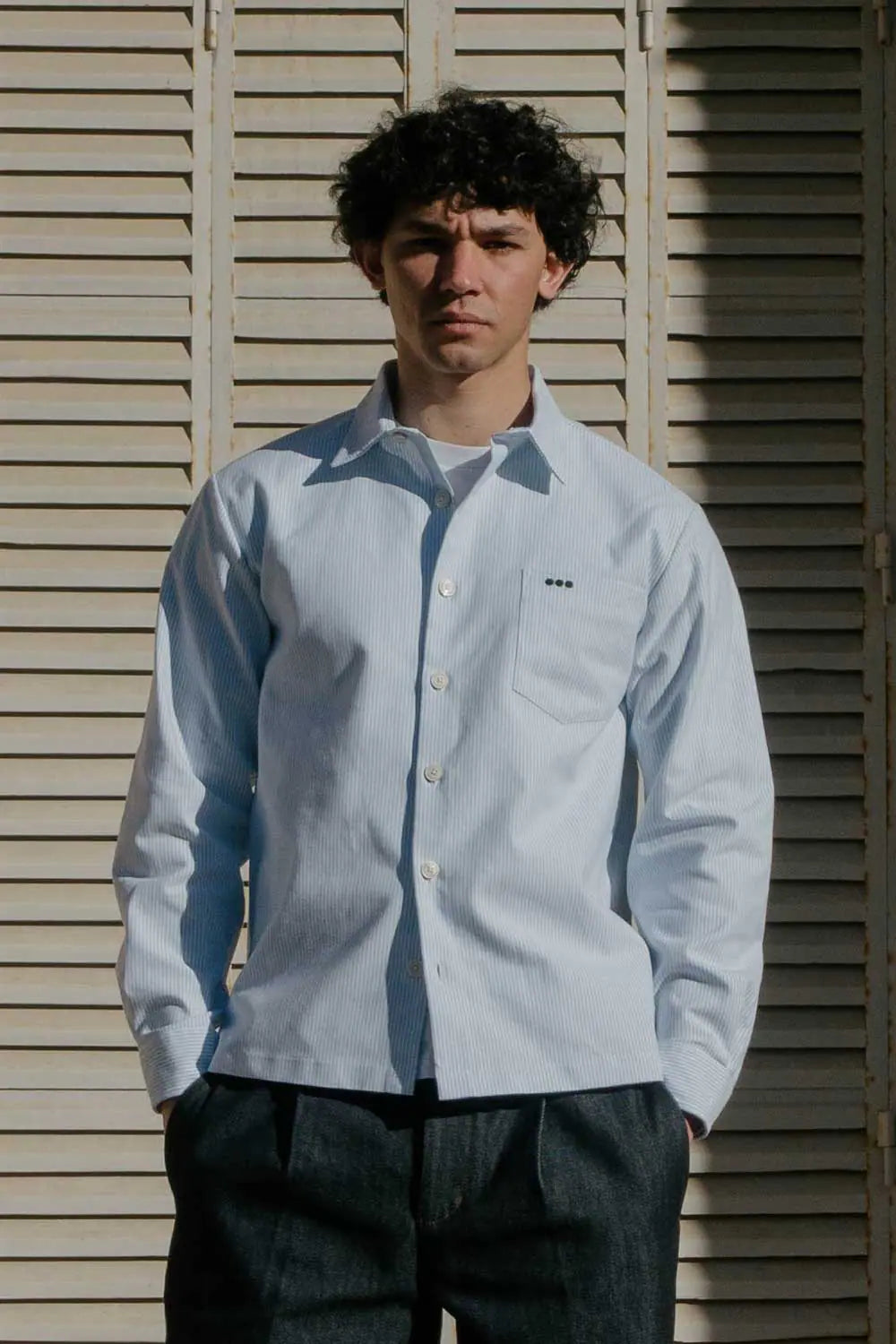 Clean overshirt - Sky blue stripes