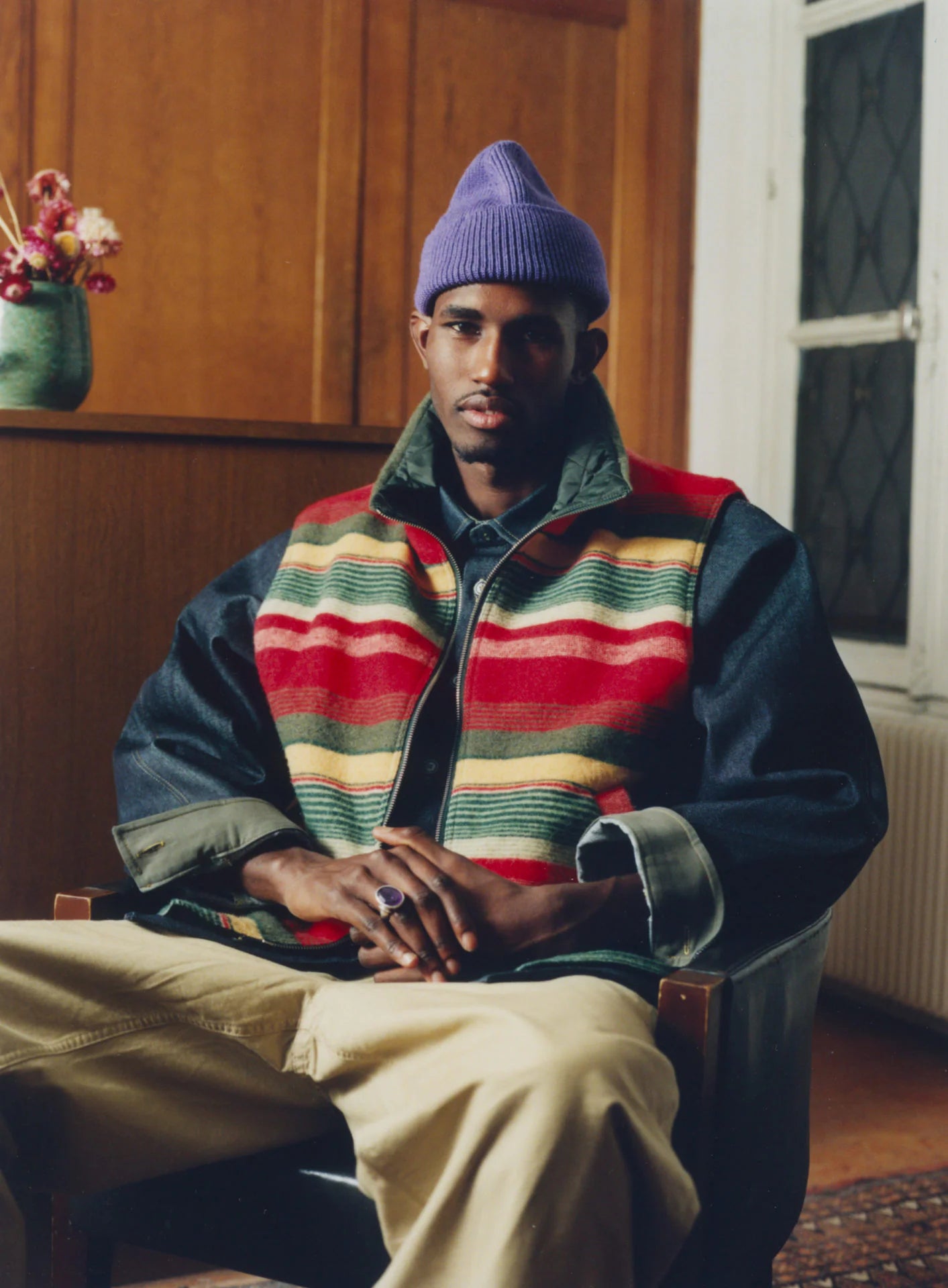 Veste boule sans manches - Rayure feux