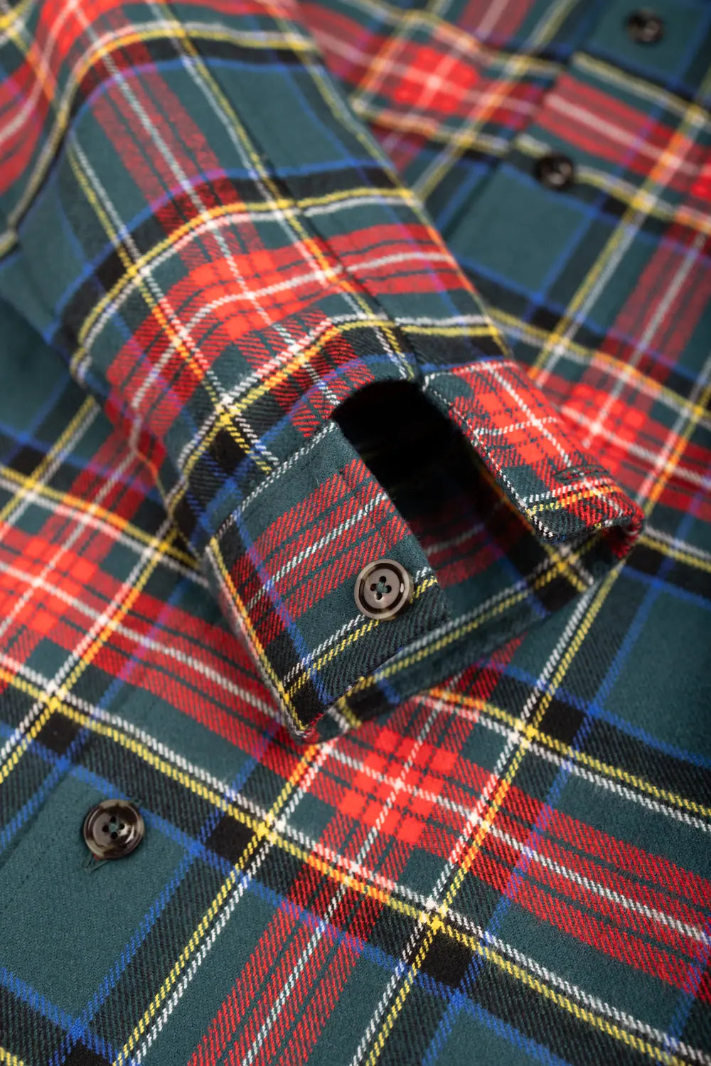 Chemise casual flanelle coton - Vert rouge et jaune