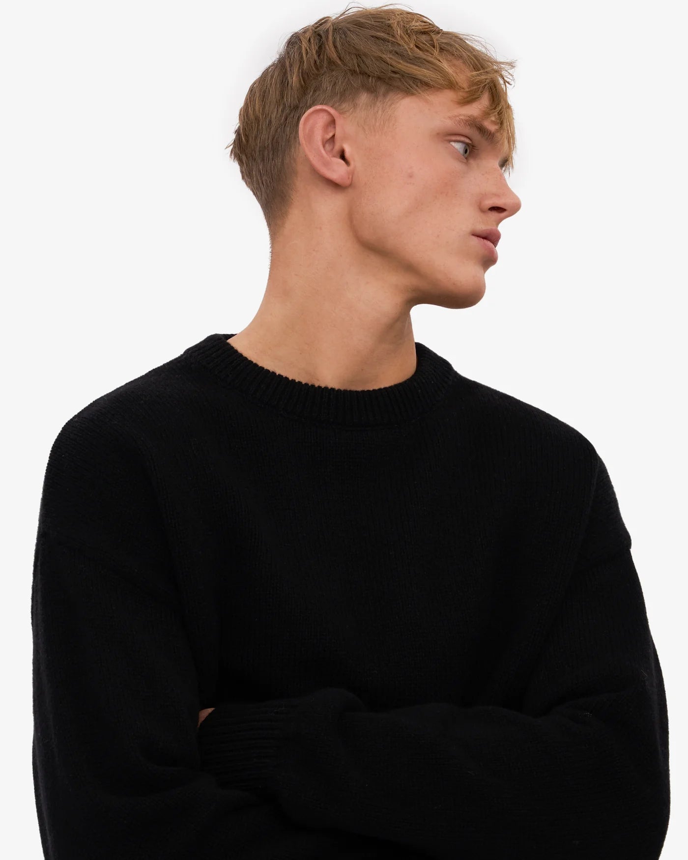 Oversized Merino Wool Crew - Deep Black