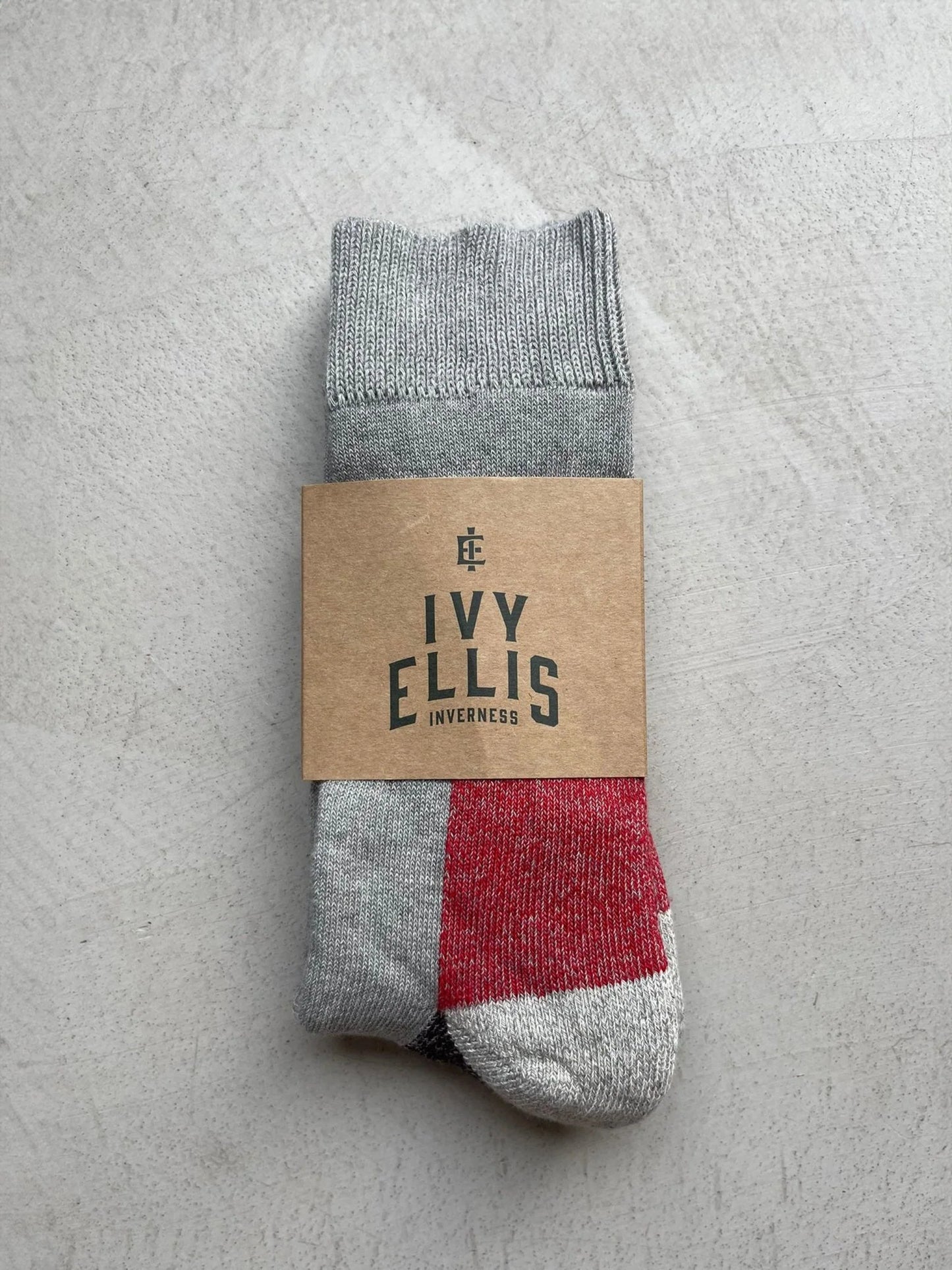 The Crail Socks - Light Gray / Dark Gray / Red