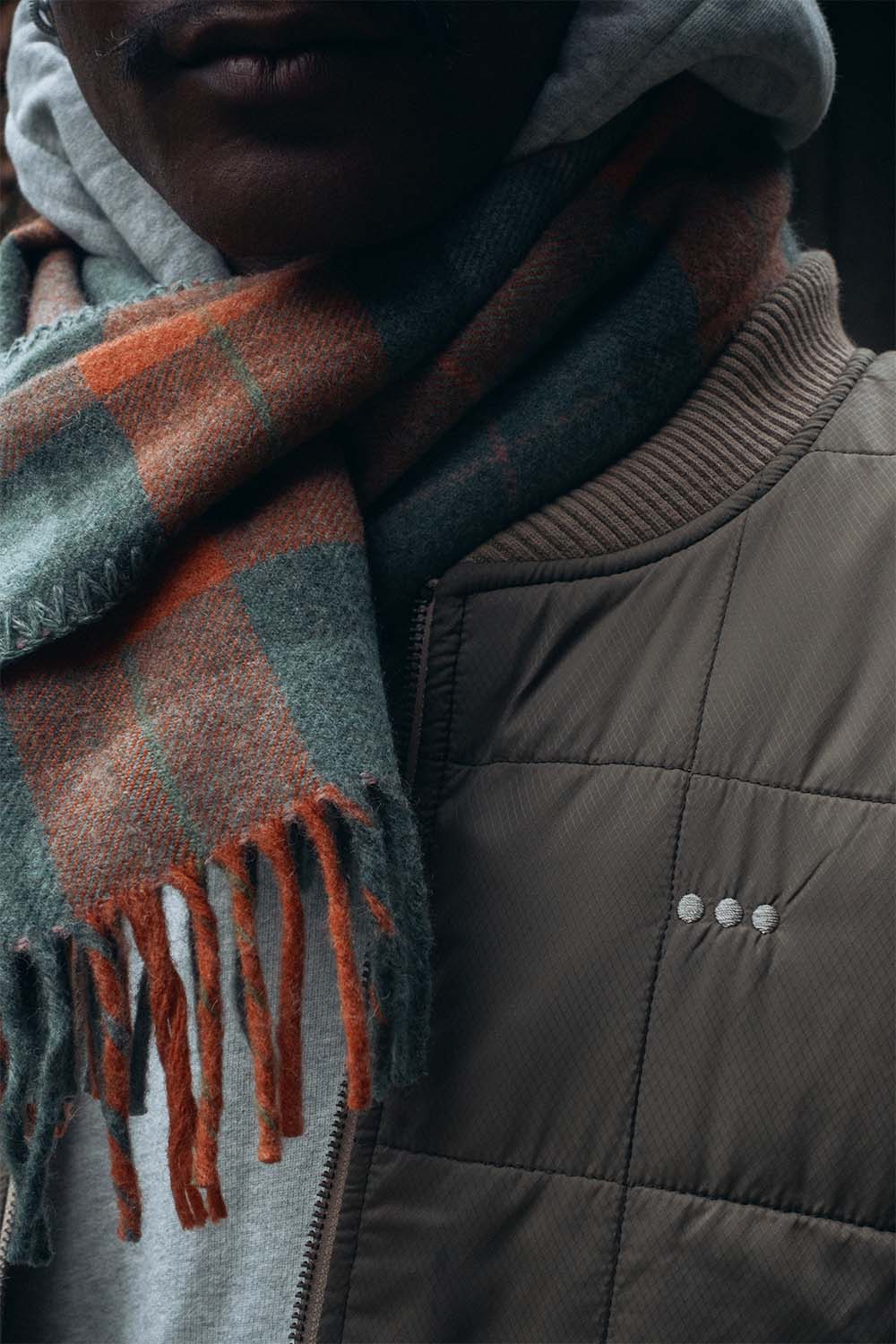 Echarpe en laine - Tartan orange et vert