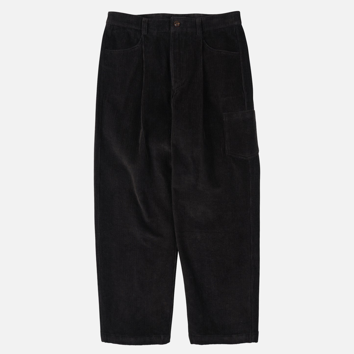 Corduroy Wide One Tuck Pant - Charcoal
