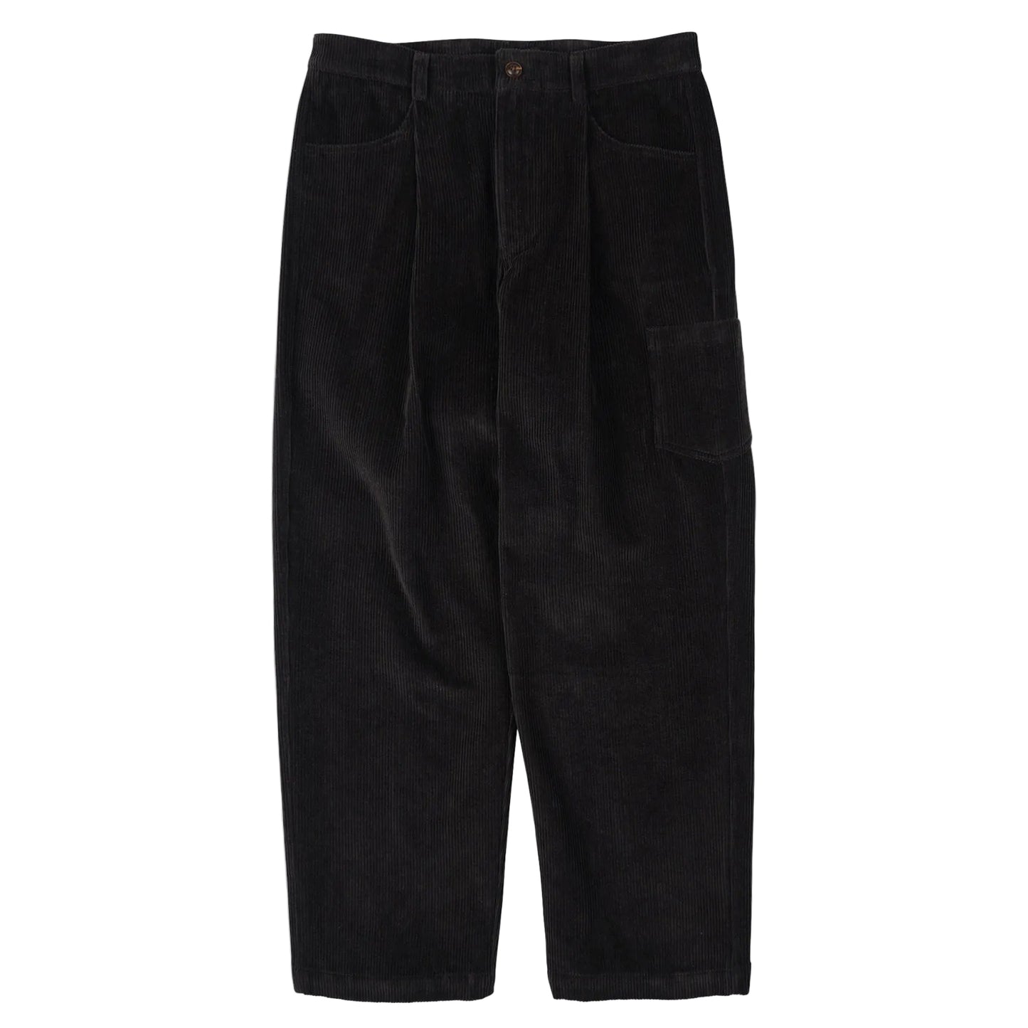 Corduroy Wide One Tuck Pant - Charcoal
