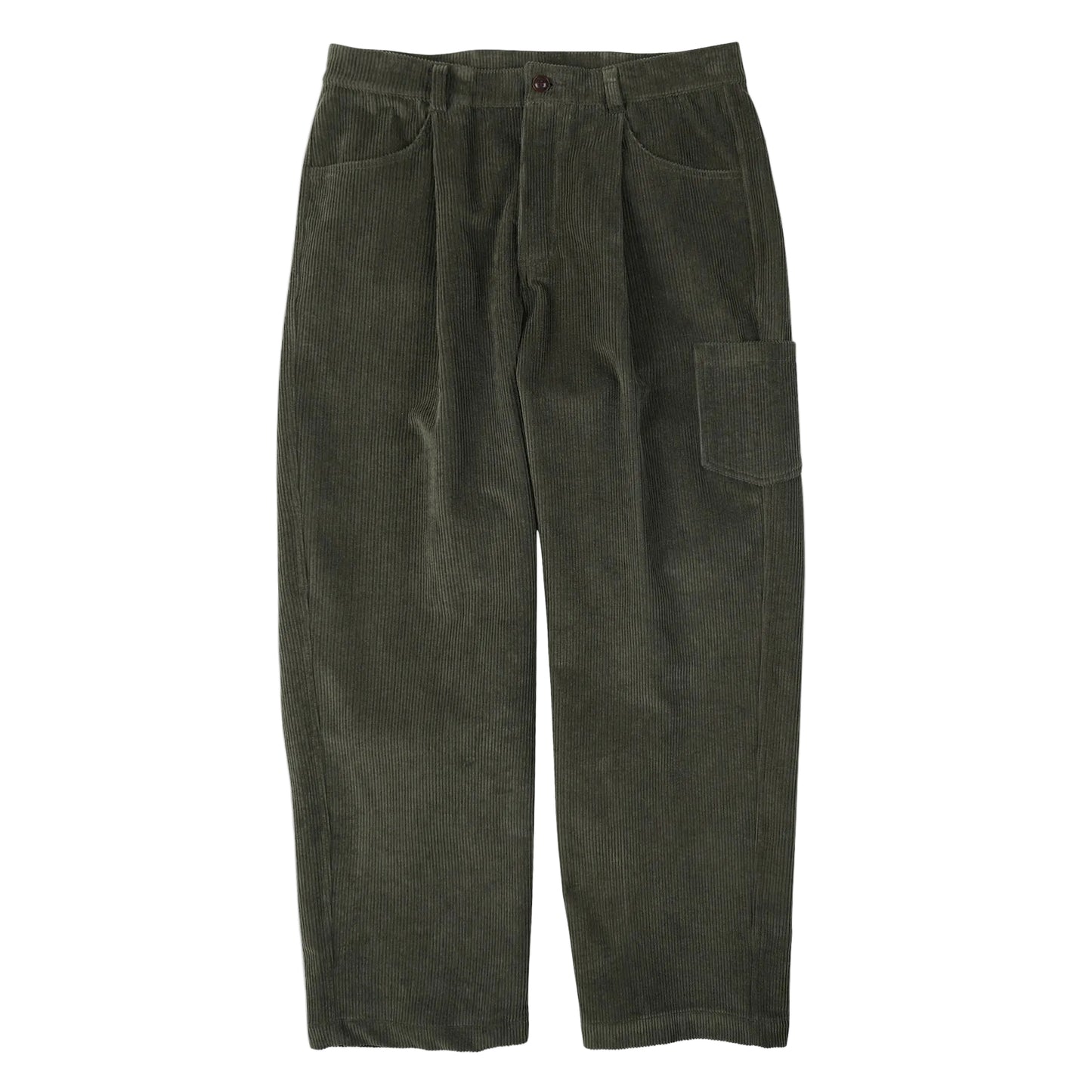 Corduroy Wide One Tuck Pant - Olive