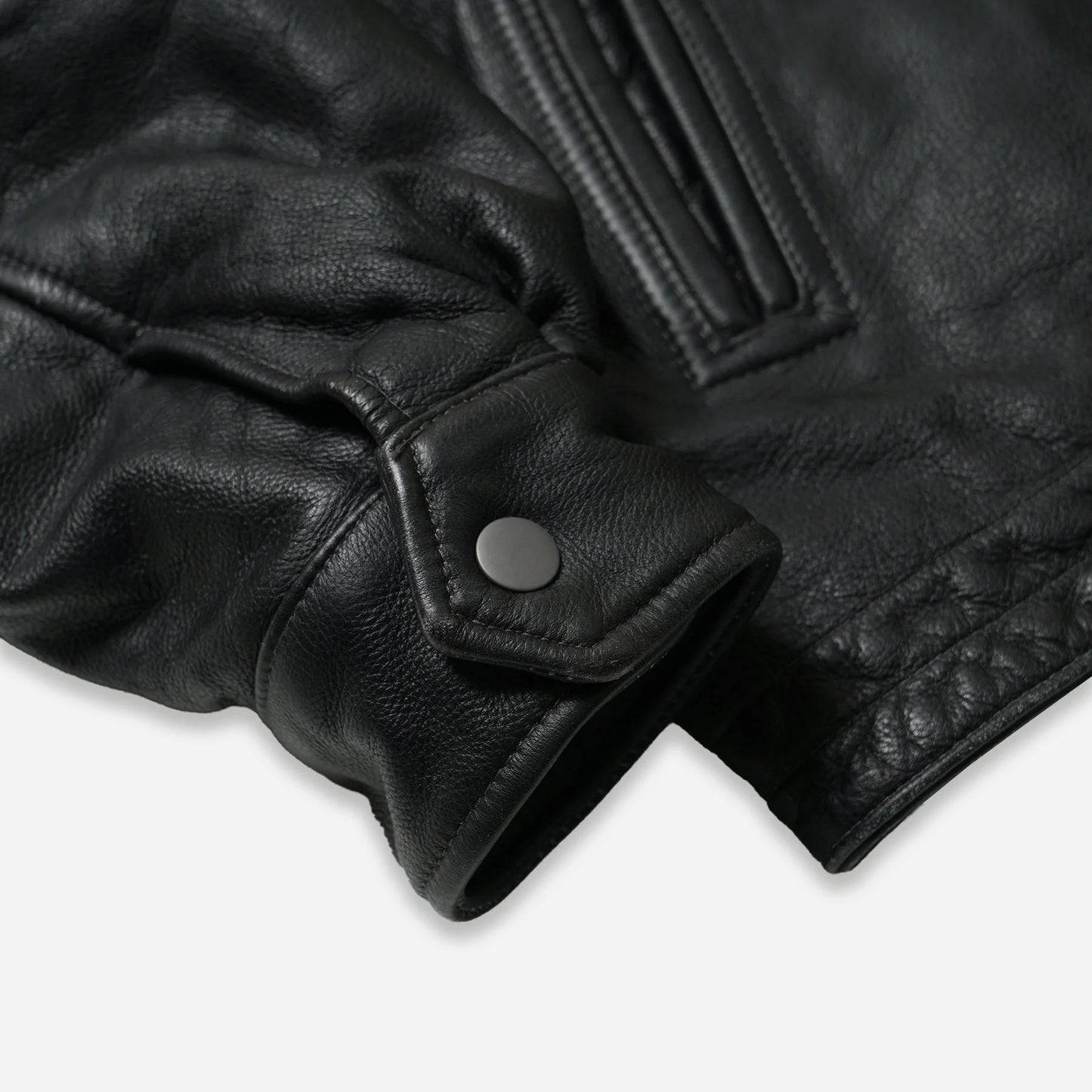 Destroyed Cowhide Leather Jacket - Washed Black
