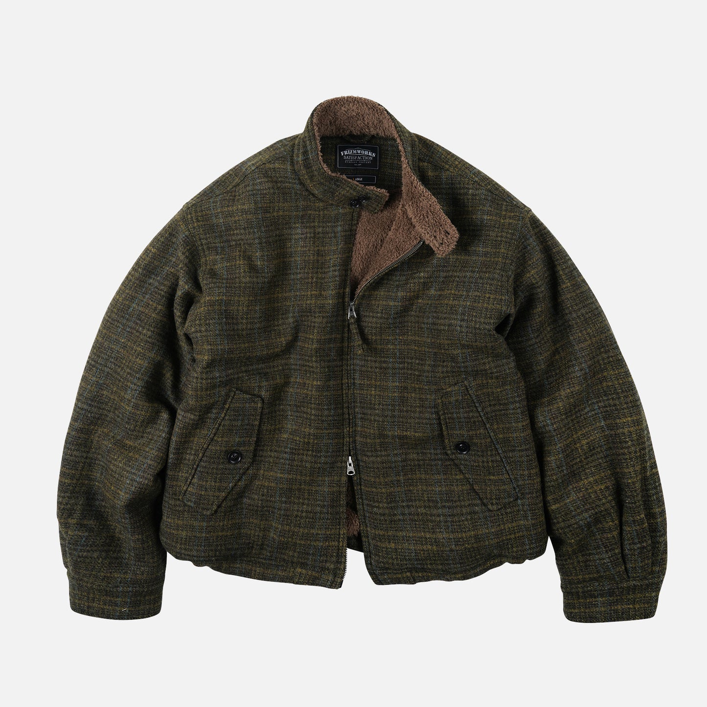 Fluffy Wool Harrington Jacket - Seaweed