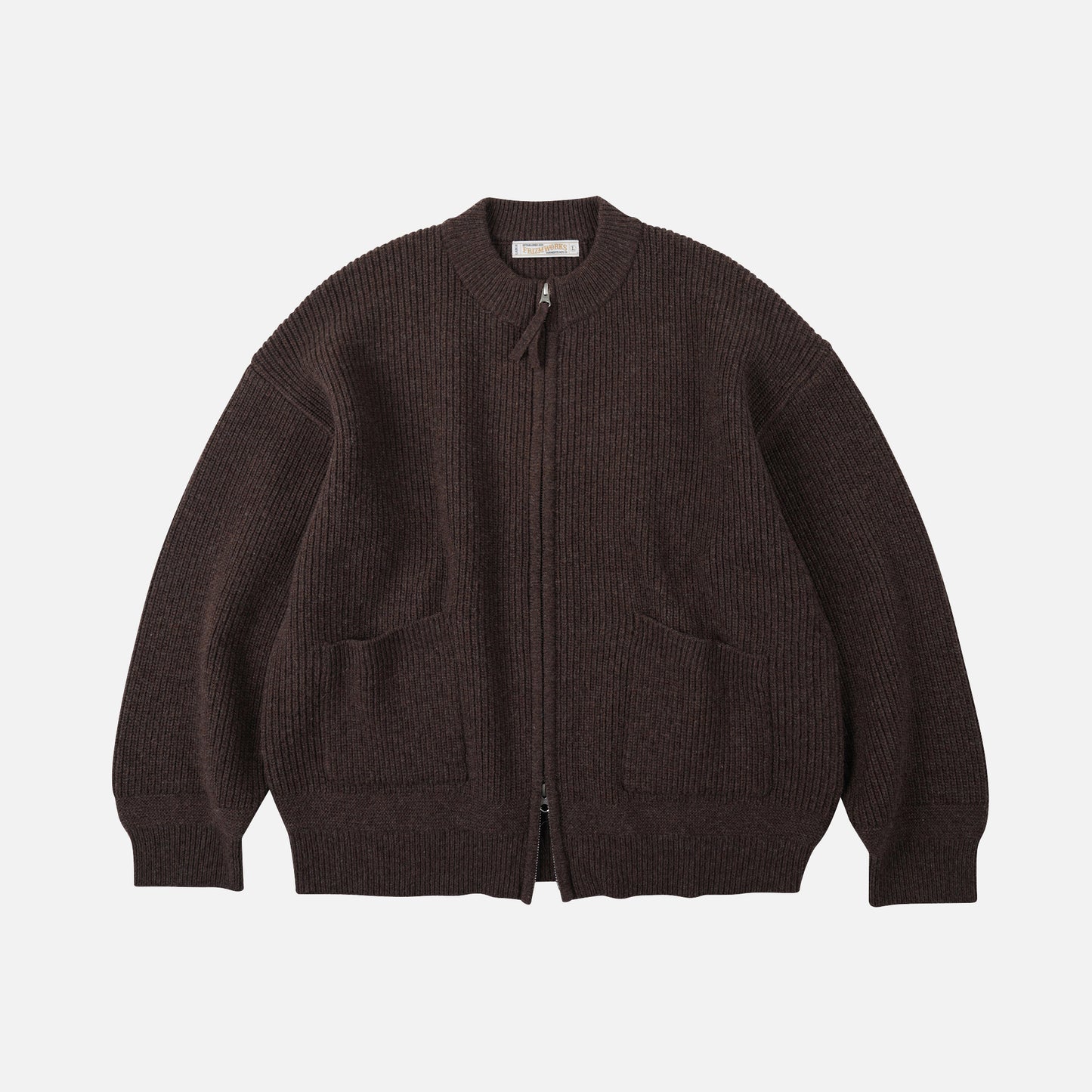 Wool Deck Zip Up Cardigan - Choco Brown