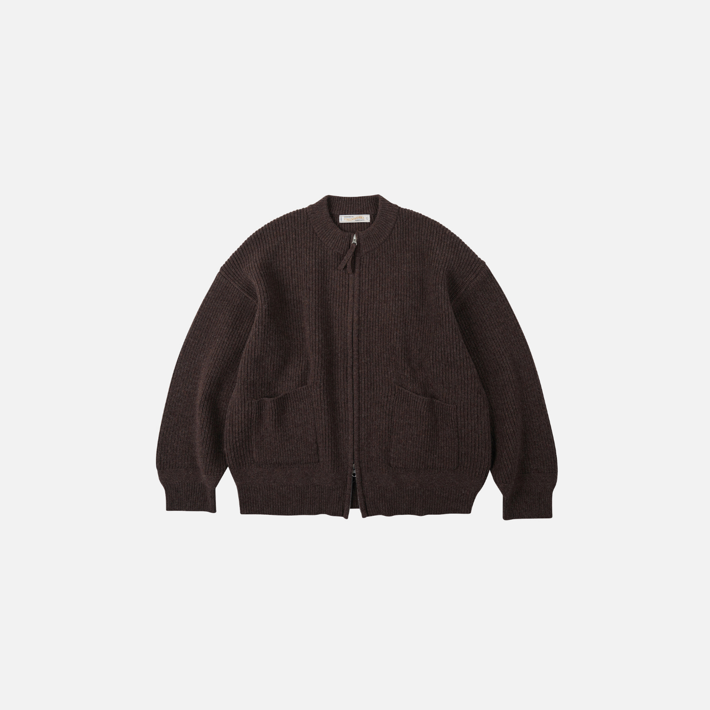 Wool Deck Zip Up Cardigan - Choco Brown