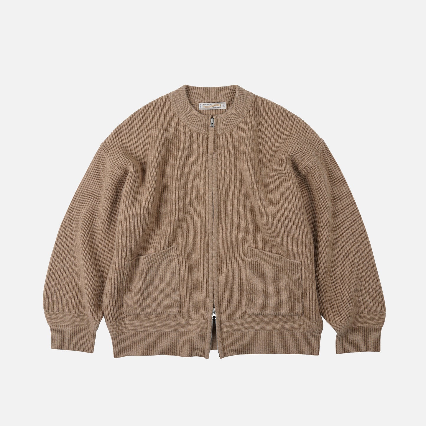 Wool Deck Zip Up Cardigan - Oatmeal