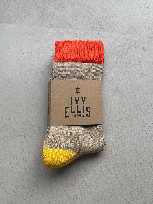 The Macdonald Socks - Beige / Orange / Yellow