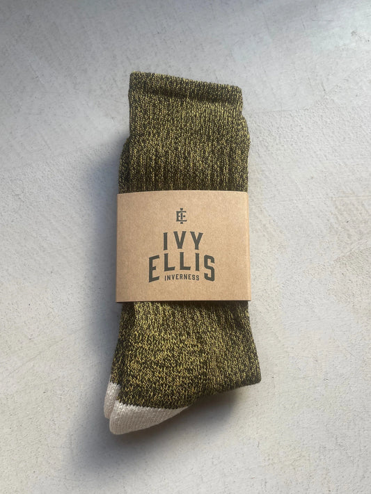 The Creek Socks - Dark Green / Cream