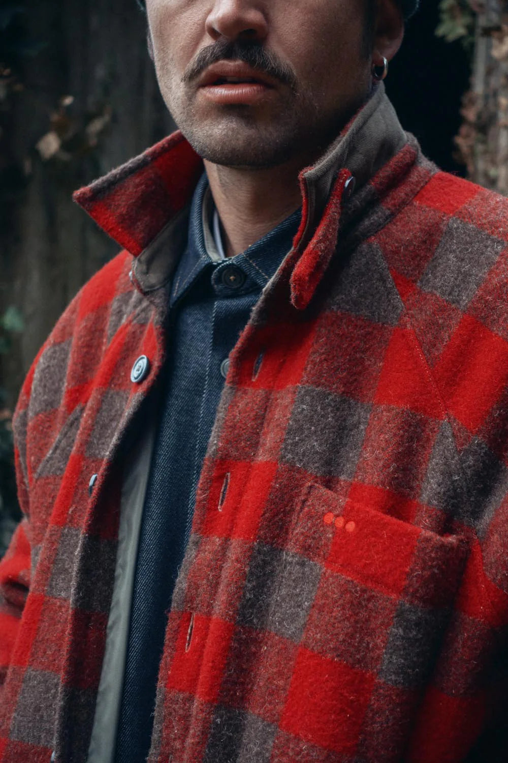 Veste Dune en laine - Carreaux rouges et marrons