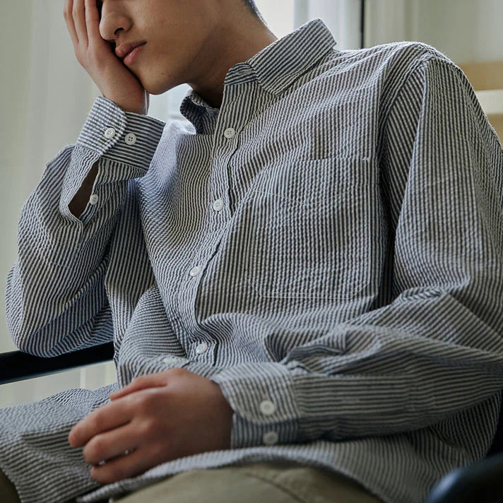 OG Stripe Seersucker Shirt - Blue