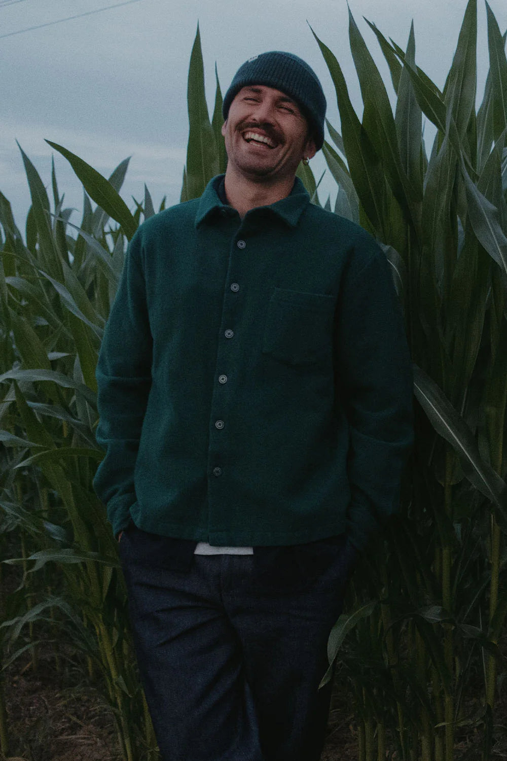 Surchemise en laine épure - Vert forêt
