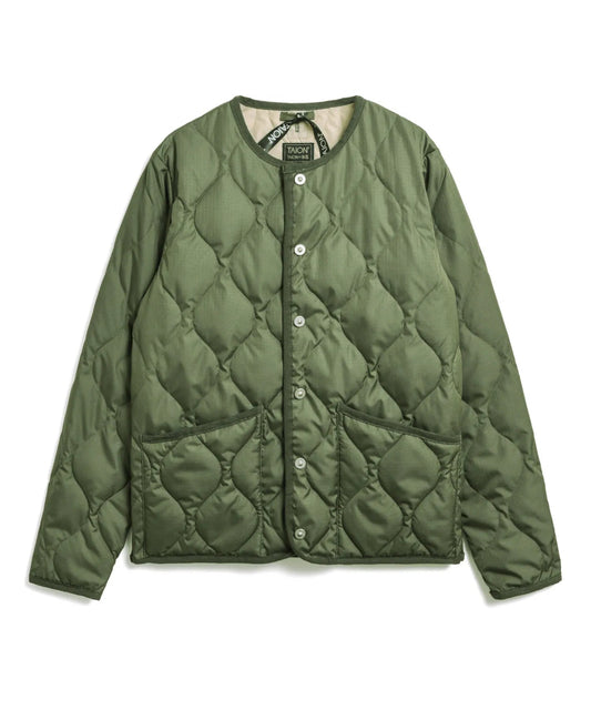 Military Crew Neck Down Jacket - Olive
