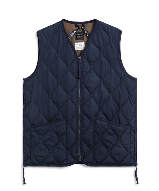 Military W-Zip Neck Down Vest - D.Navy