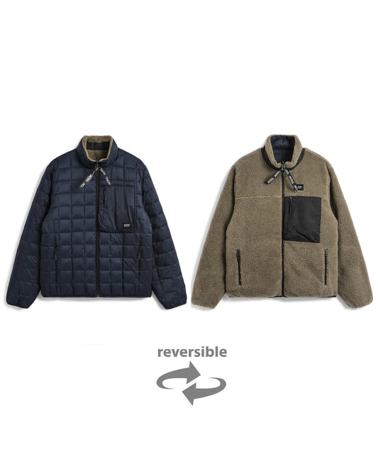 Mountain Reversible - Down x Light Boa Hi Neck Jacket - D.Navy x D.Beige
