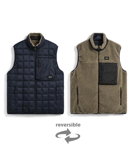 Mountain Reversible - Down x Light Boa Hi Neck Vest - D.Navy x D.Beige