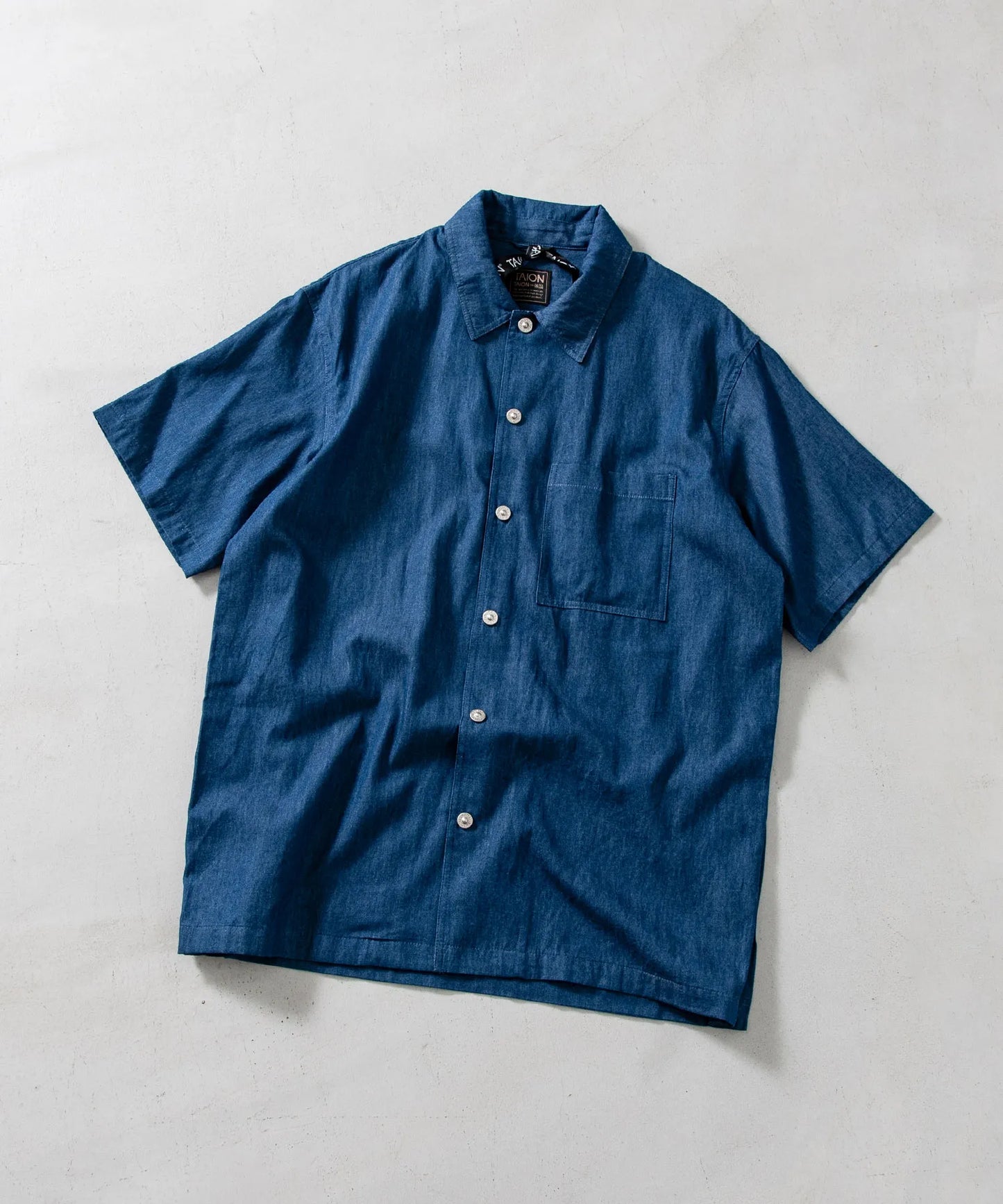 Non Down Military Button Slit Shirt SS - Indigo Denim