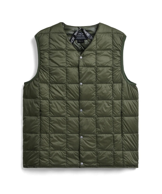 V-Neck Button Down Vest - D.Olive