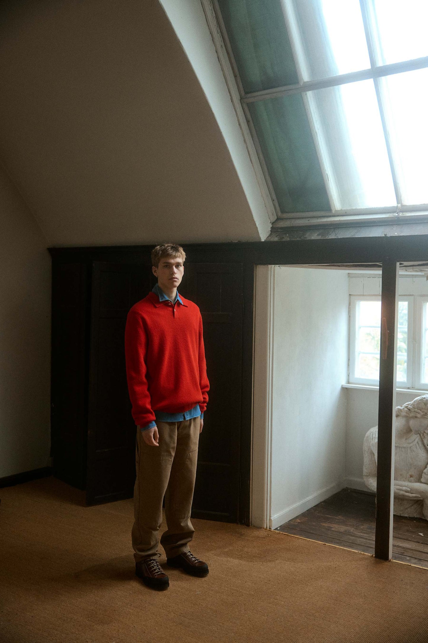 Timber Brushed Polo Knit - Red