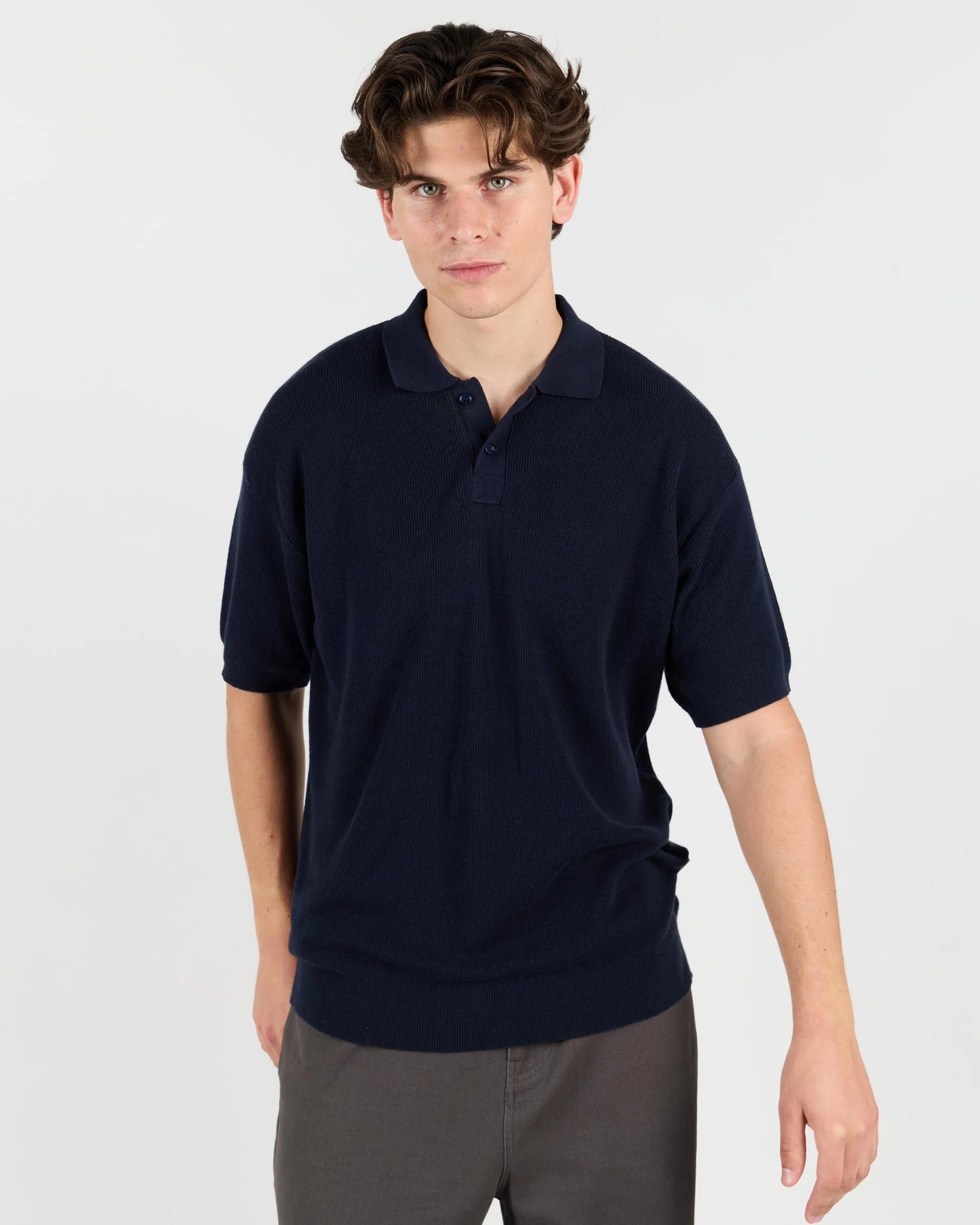 Dumas Knit Polo Shirt - Navy Blue