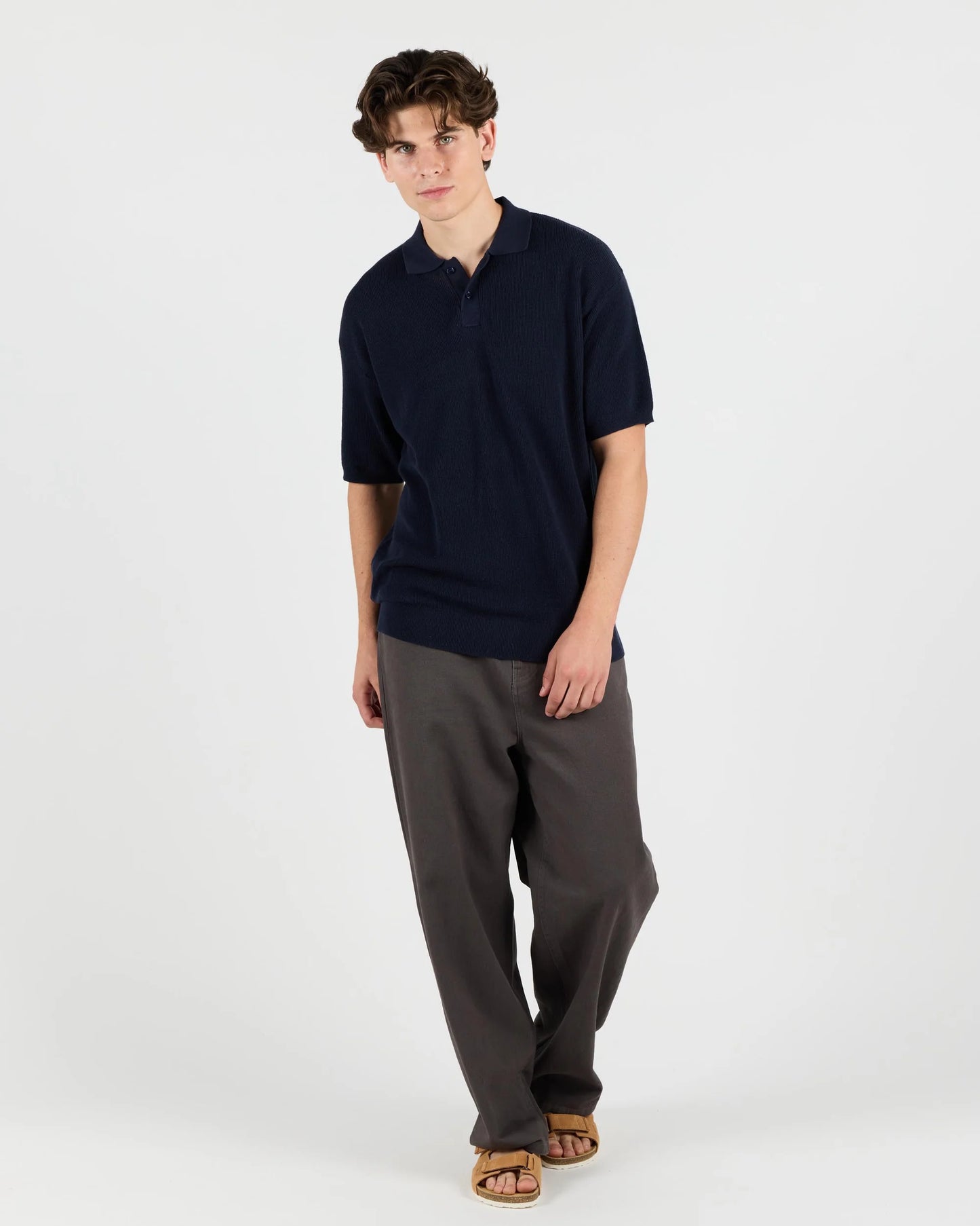 Dumas Knit Polo Shirt - Navy Blue
