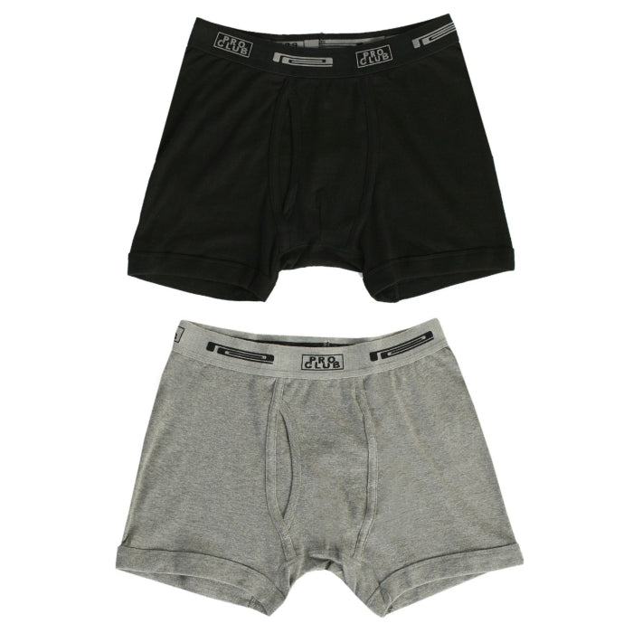 2-Pack Soft Cotton Boxer Brief - Black / Heather Gray