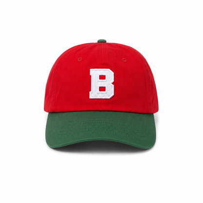 Casquette Bouclard 5 panel - Red / Forest Green