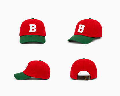 Casquette Bouclard 5 panel - Red / Forest Green