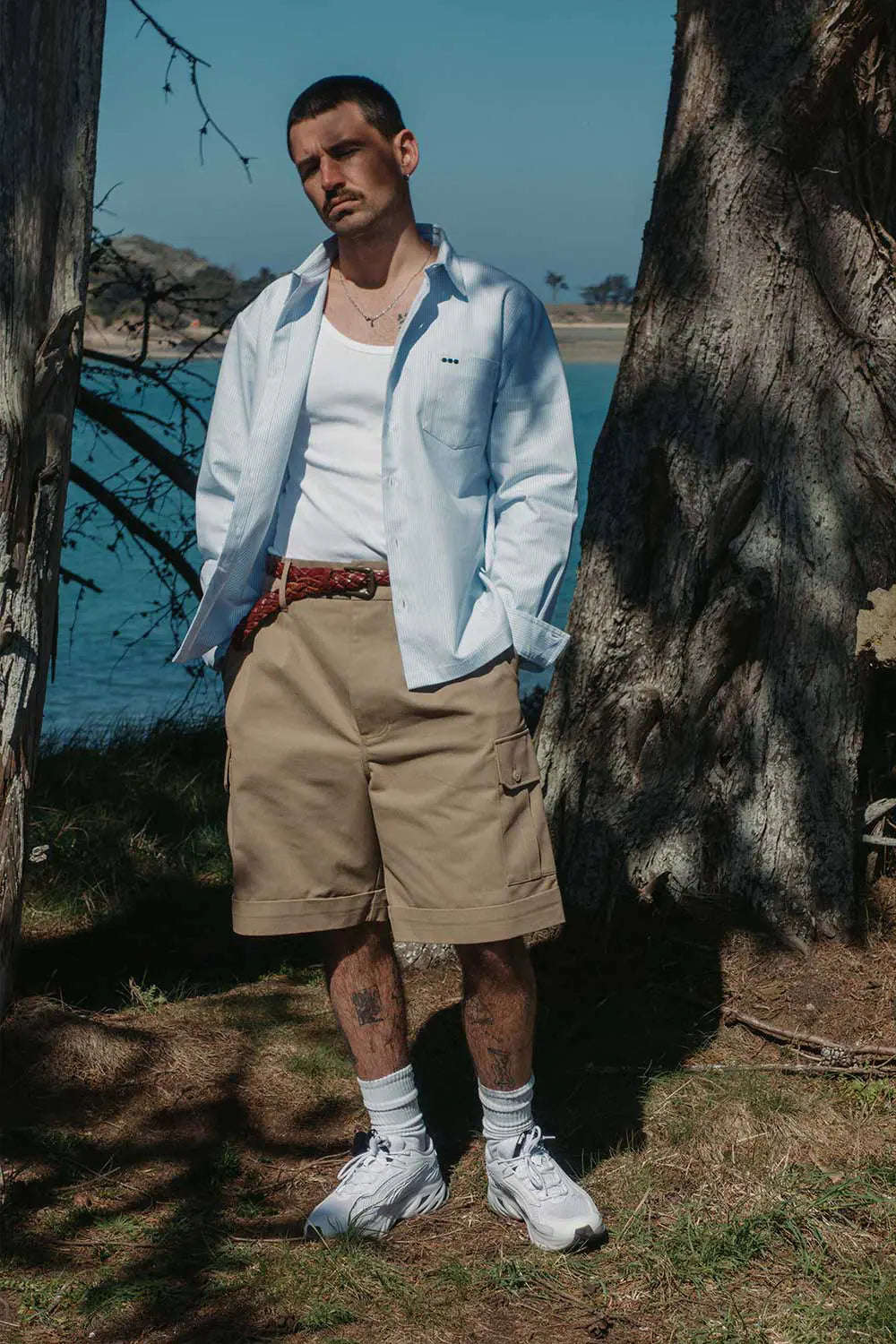 Clean overshirt - Sky blue stripes