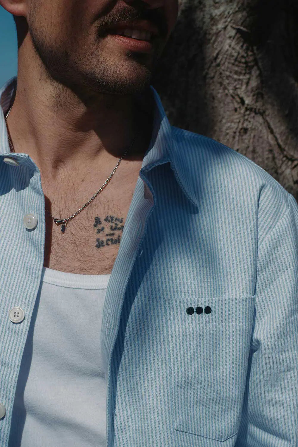 Clean overshirt - Sky blue stripes