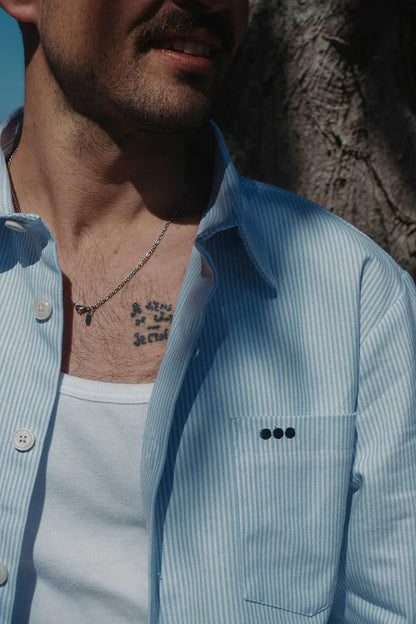 Clean overshirt - Sky blue stripes