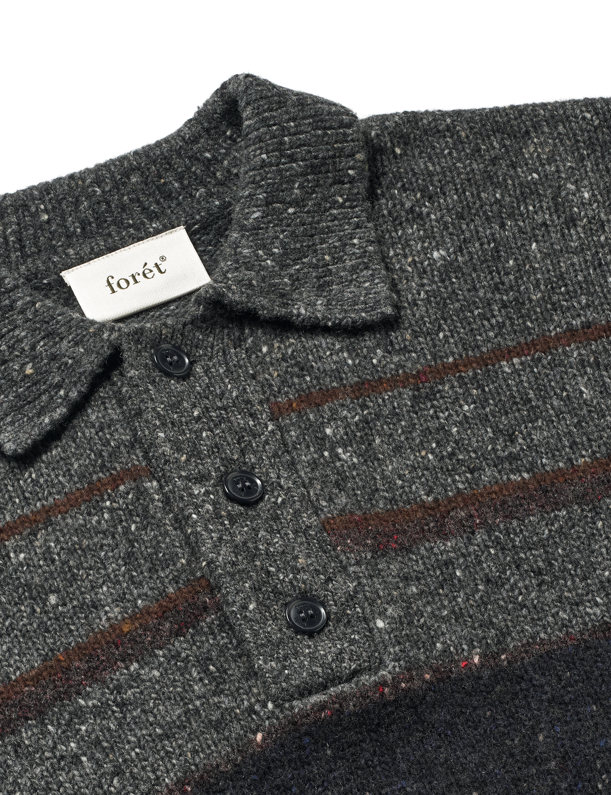 Dawn Stripe Knit Polo - Grey Melange