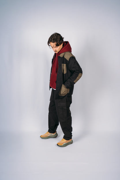 Patchwork Jacket - Black / Khaki