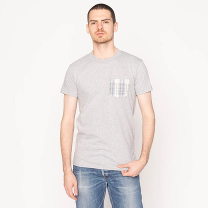 Pocket T-Shirt - Asagi Sashiko - Heather Grey