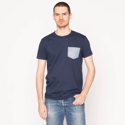 Pocket T-Shirt - Dobby Patchwork - Pale Blue