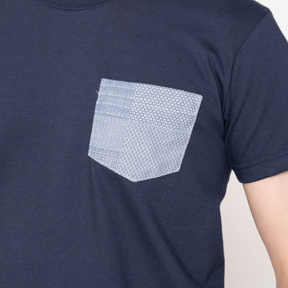 Pocket T-Shirt - Dobby Patchwork - Pale Blue