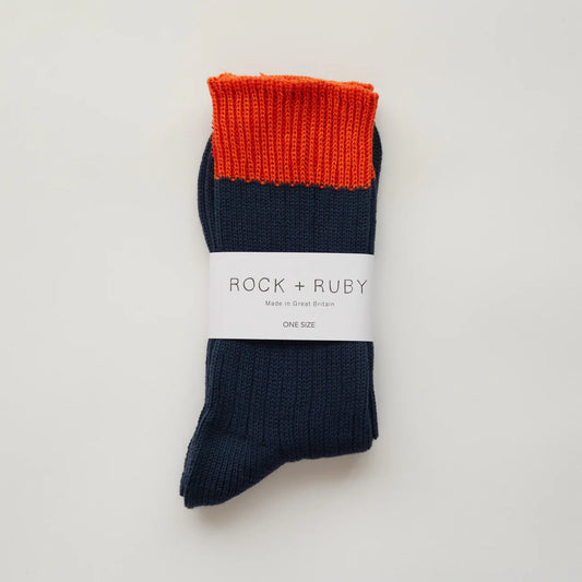 Chaussette en coton Woody - Indigo Orange