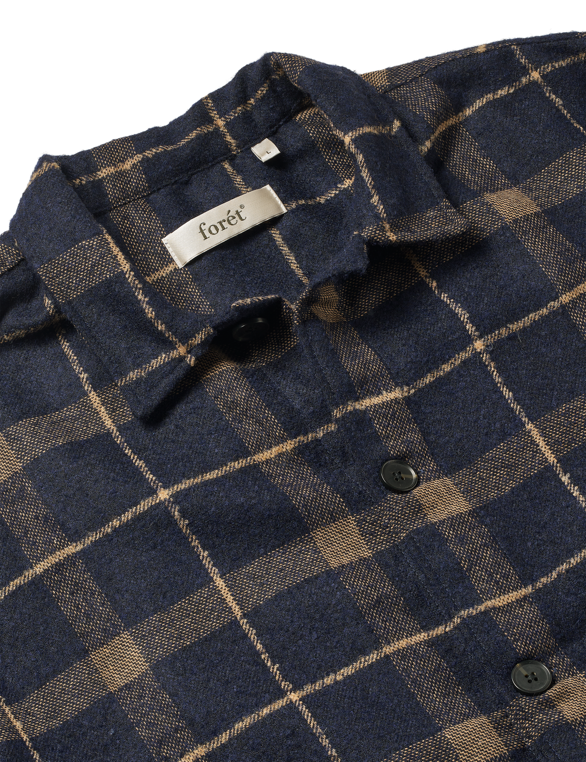Sun Wool Relaxed Fit Check Overshirt - Navy