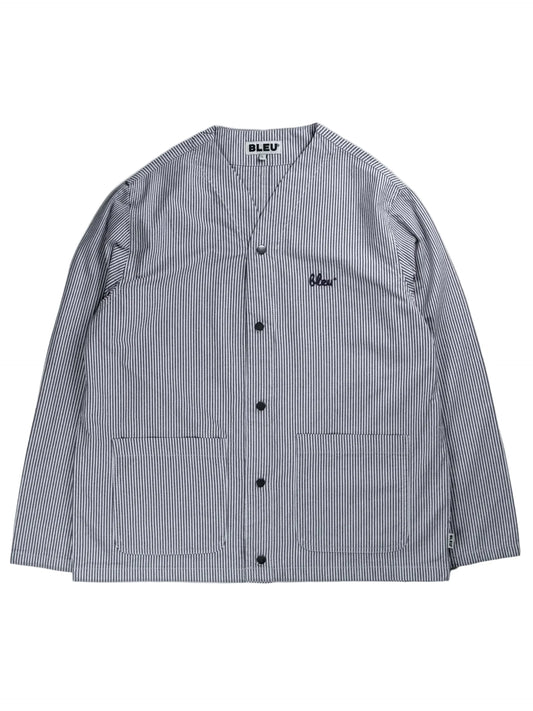 Collarless Jacket - Hickory Stripe