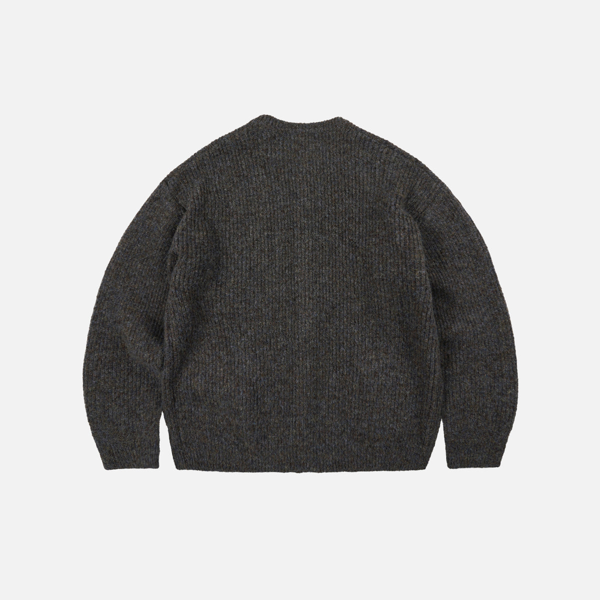 Brushed Wool Round Cardigan - Brown